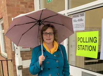 Jo Waltham at Polling Station